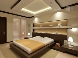 Plasterboard Ceilings Photo For A Bedroom With Lighting In A Modern