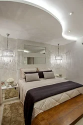 Plasterboard ceilings photo for a bedroom with lighting in a modern