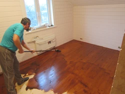 Painted floor in apartment photo