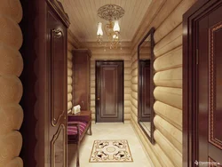 Entrance hall of a wooden house photo