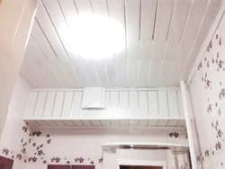 Bathroom Ceiling Made Of Plastic Panels With Spotlights Photo