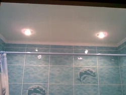 Bathroom Ceiling Made Of Plastic Panels With Spotlights Photo