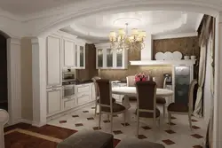 Гостиная кухня дизайн интерьер классический стиль