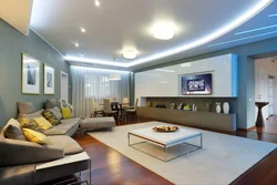 Lighting in the living room in a modern style with a suspended ceiling photo