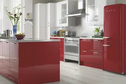 Kitchens With Red Refrigerator Design