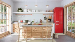 Kitchens with red refrigerator design