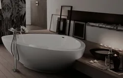 Ванна бөлмесінің интерьеріндегі ваннаға арналған ыдыс фото