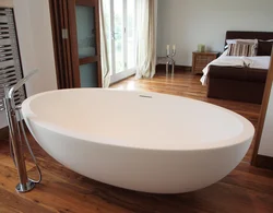 Bath bowl in the bathroom interior photo