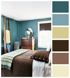 Combination of brown with other colors in the bedroom interior