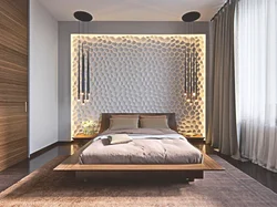 Wall Design At The Head Of The Bed In The Bedroom Photo