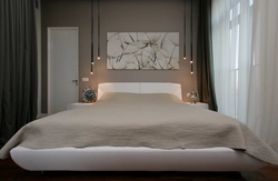 Дизайн стены у изголовья кровати в спальне фото