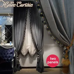 Velvet Curtains In The Bedroom Interior Photo