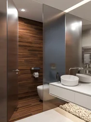 Gray brown bathroom interior