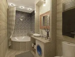 Design of a combined bathroom with a corner bath