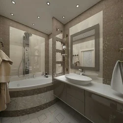 Дизайн совмещенного санузла с угловой ванной