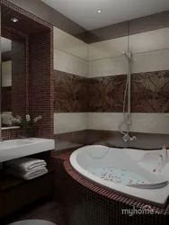 Design of a combined bathroom with a corner bath