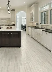 Linoleum for kitchen tiles, light photo