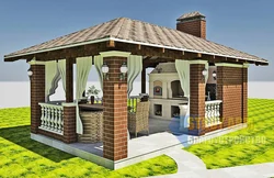 Summer kitchen design with barbecue area