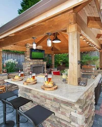 Summer Kitchen Design With Barbecue Area