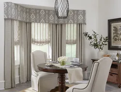 Curtains for the living room and kitchen in the same style photo