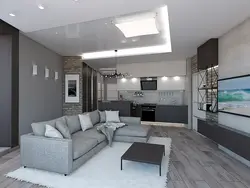 Interior design kitchen living room 40 m