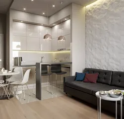 Interior design kitchen living room 40 m