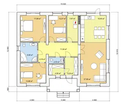 3 otaqlı evin planı şəkil