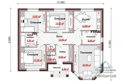 Layout of a house with 3 bedrooms photo