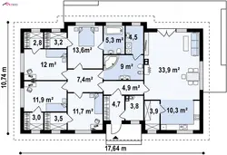 Plans for a one-story house with 3 bedrooms photo