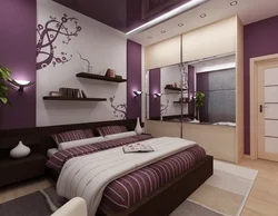 Bedroom interior brown lilac