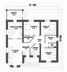 House layout photo with three bedrooms and a living room