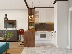 Slats in kitchen living room design