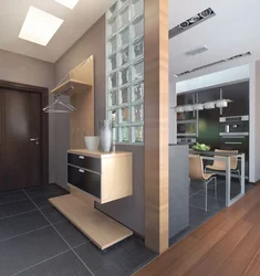 Kitchen combined with hallway and living room photo