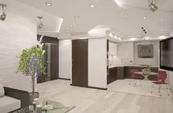 Kitchen combined with hallway and living room photo