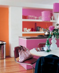 Combination Of Pink In The Kitchen Interior Photo