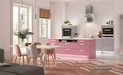 Combination of pink in the kitchen interior photo