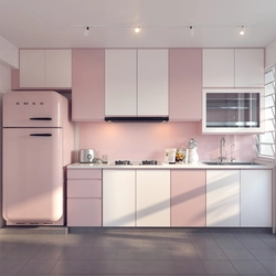 Combination of pink in the kitchen interior photo