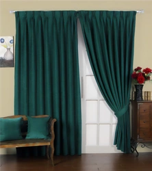 Emerald Curtains In The Living Room Interior