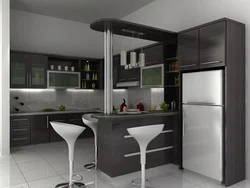 Refrigerator at the bar counter kitchen design