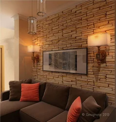 Decorating the living room with decorative stone photo
