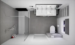 Есікке қарама-қарсы ванна бөлмесінің дизайны