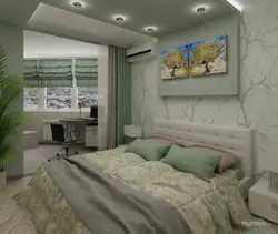 Balkon dizaynı olan panel evdə yataq otağı