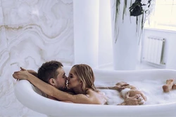 Photo Of A Couple In A Bubble Bath