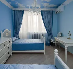 Синие Шторы В Спальне Фото