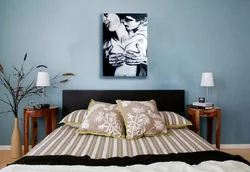 Large paintings in the bedroom interior