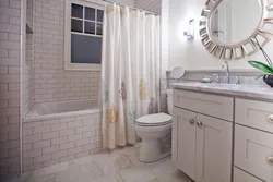 Bathroom design with bath curtain