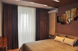 Modern curtains in the bedroom interior photo