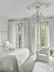 Curtains bedroom interior with white furniture