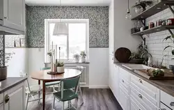 Wallpaper for the kitchen interior design combined small kitchen