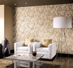 Living room interior design with combined wallpaper